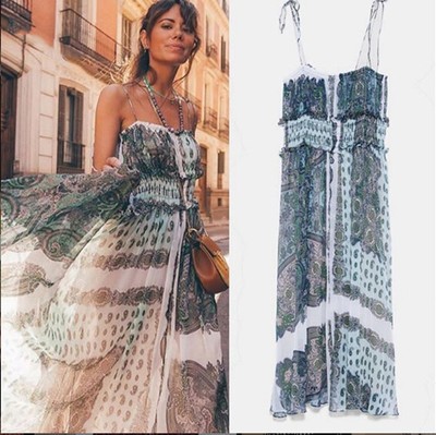 printed strappy dress zara